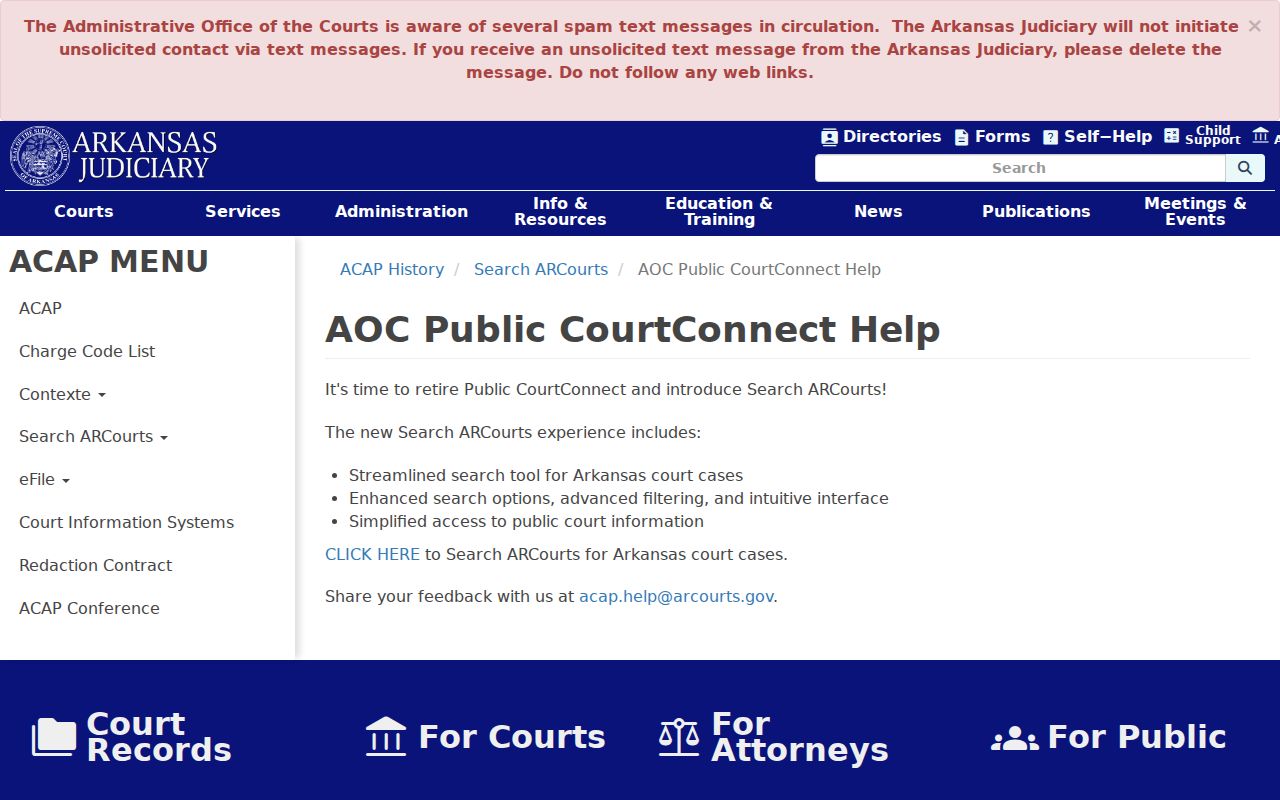 Van Buren County docket search help screen