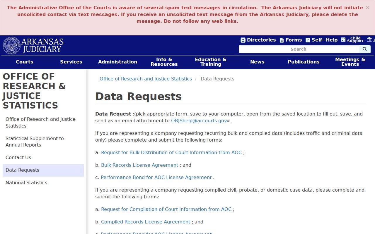 Van Buren County court records compiled data request page