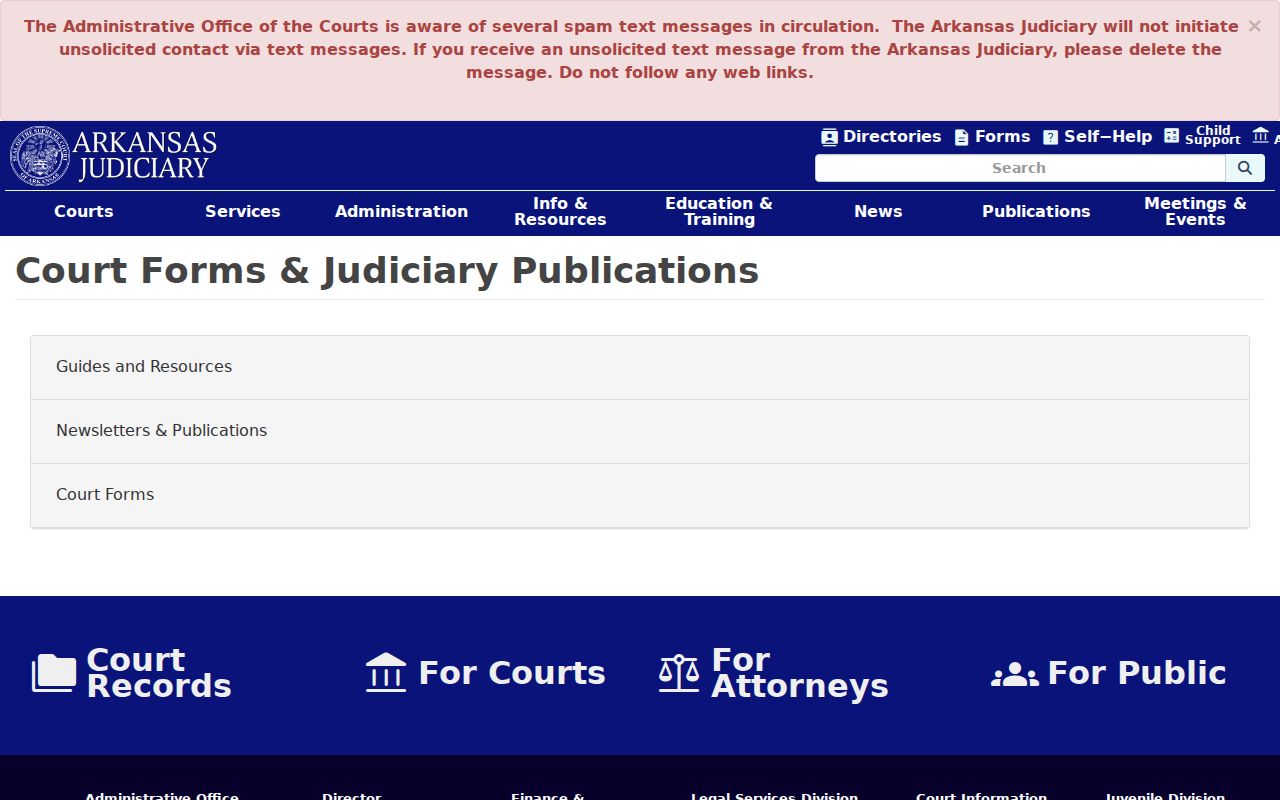 Van Buren County court records forms and publications page