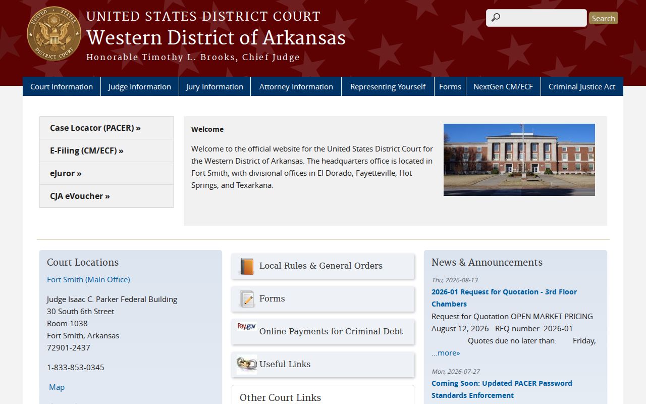 Damascus court records context for the Western District of Arkansas