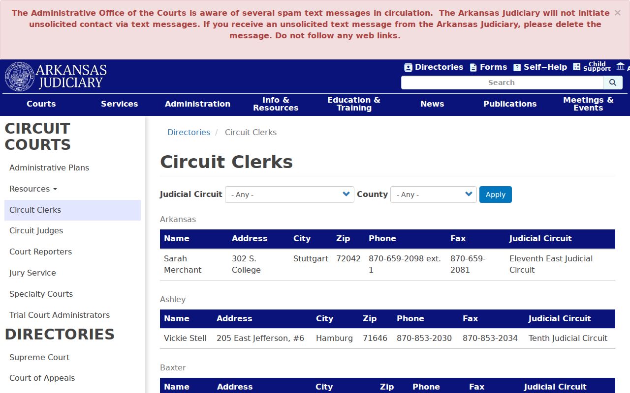 Van Buren County court docket Circuit Clerk listing